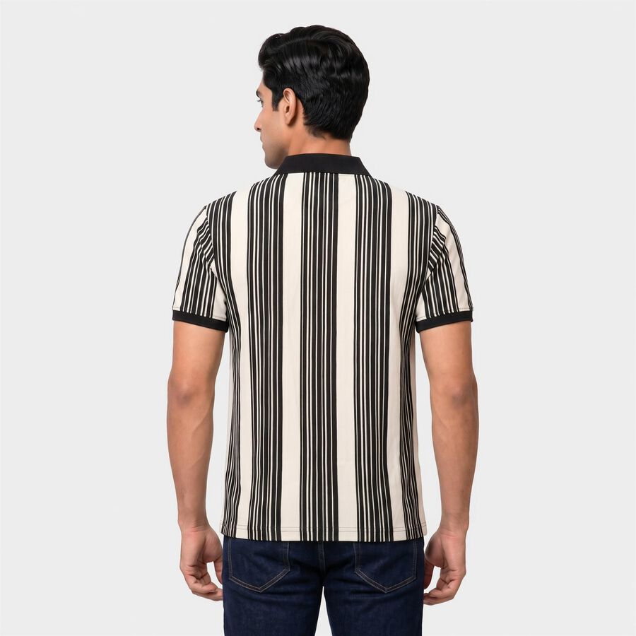 Men's Black Polo Collar Casual Shirt, Black, large