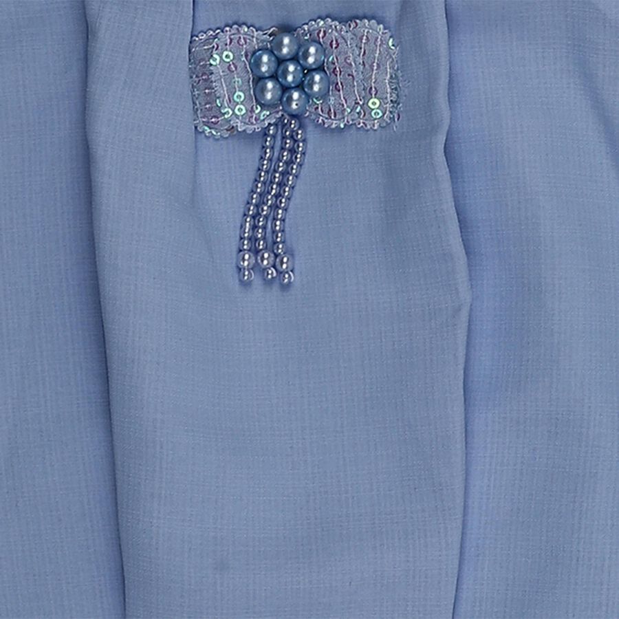 Girls' Light Blue Round Neck Casual T-Shirt, Light Blue, large