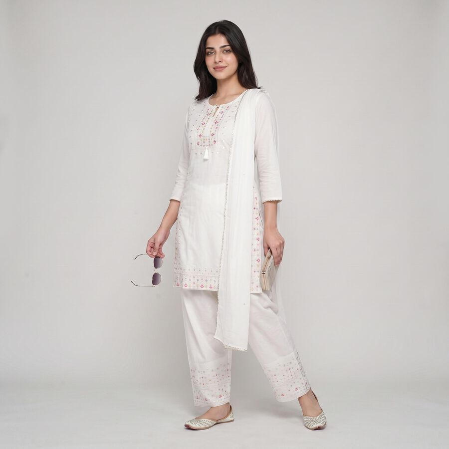 Women's Off White Embroidered Ethnic Set, Off White, large