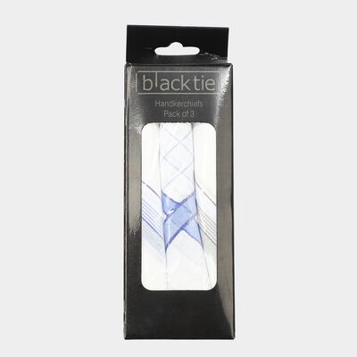 Men's Light Blue Checked Pack of 3 Handkerchief