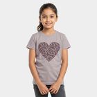 Girls Beige Round Neck Regular T-Shirt, Beige, small