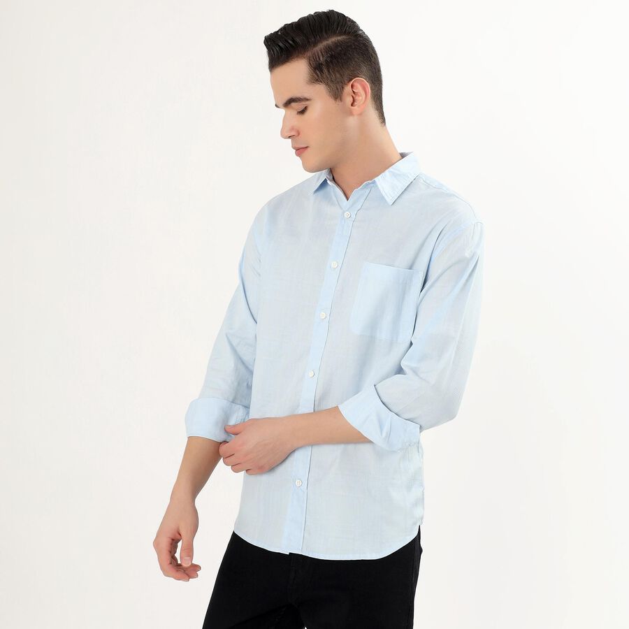 Men's Light Powder Blue Cotton Classic Casual Shirt, हल्का नीला, large image number null