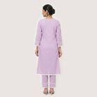 Women's Lavender Cotton Embroidered Ethnic Set, Lilac, small