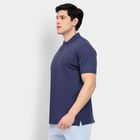 Men's Collared Half Sleeves T-Shirt, Dark Blue, small