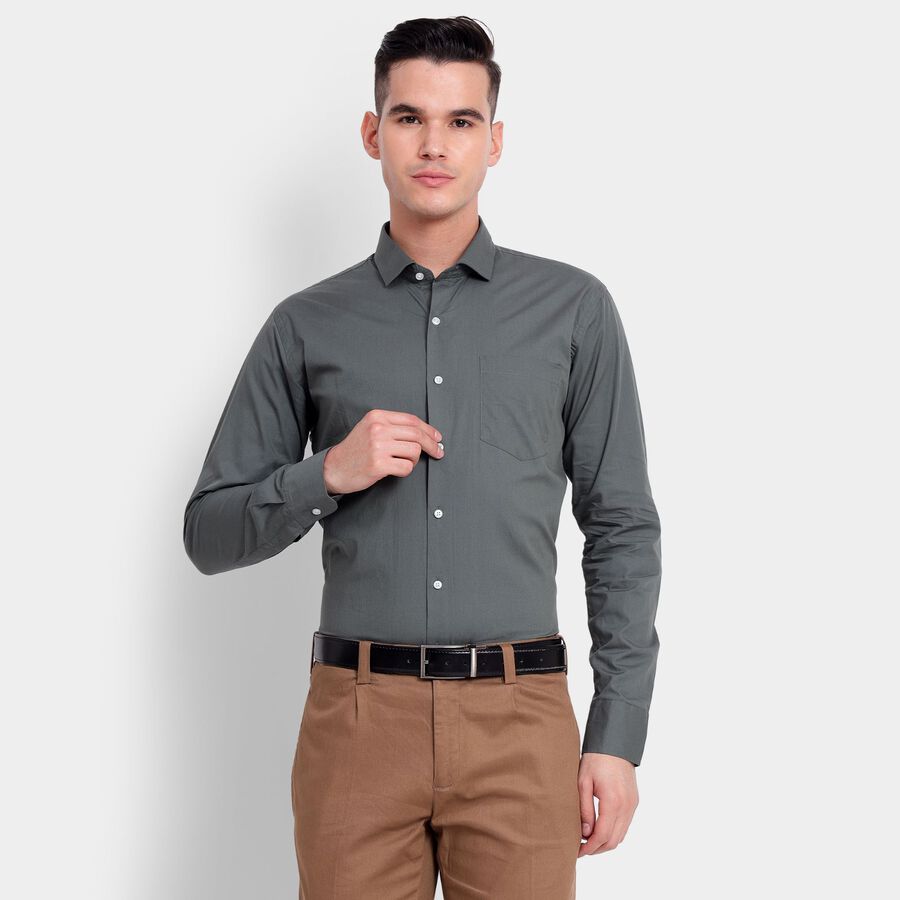 Men's 100% Cotton Formal Shirt, गहरा हरा, large image number null