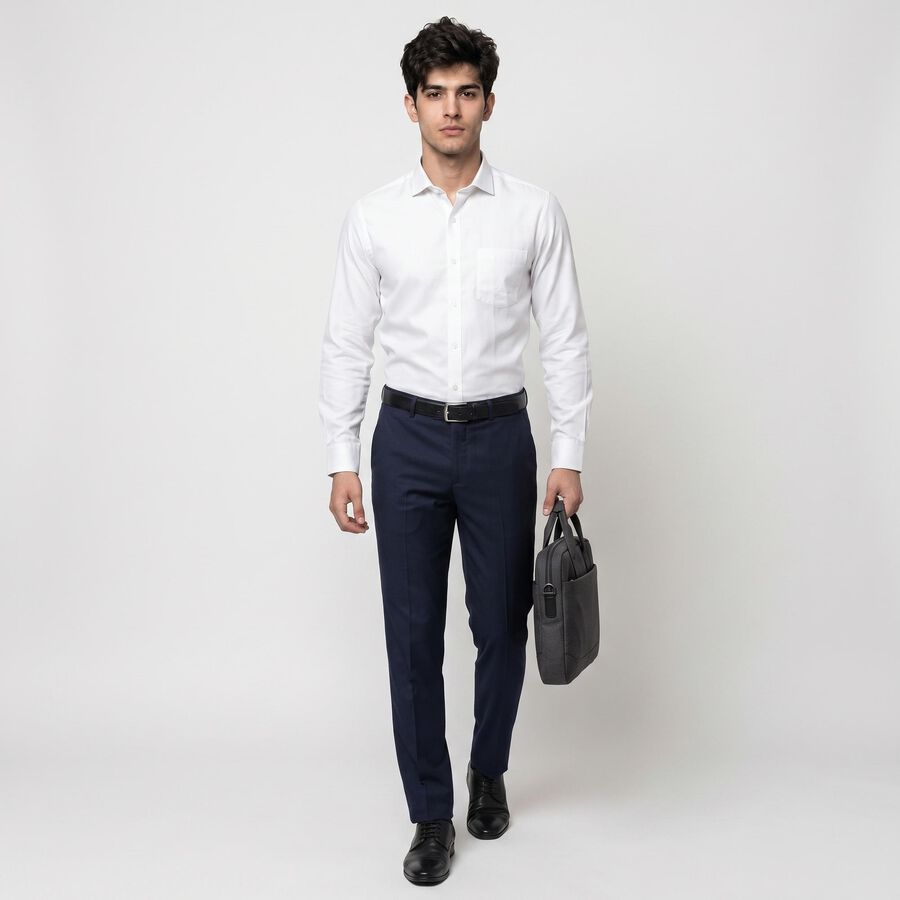 Men's White Formal Shirt, White, large