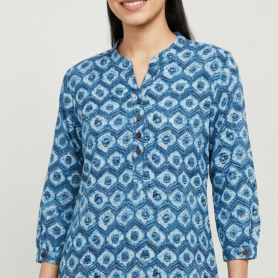 Women's Blue Kurti, Dark Blue, large