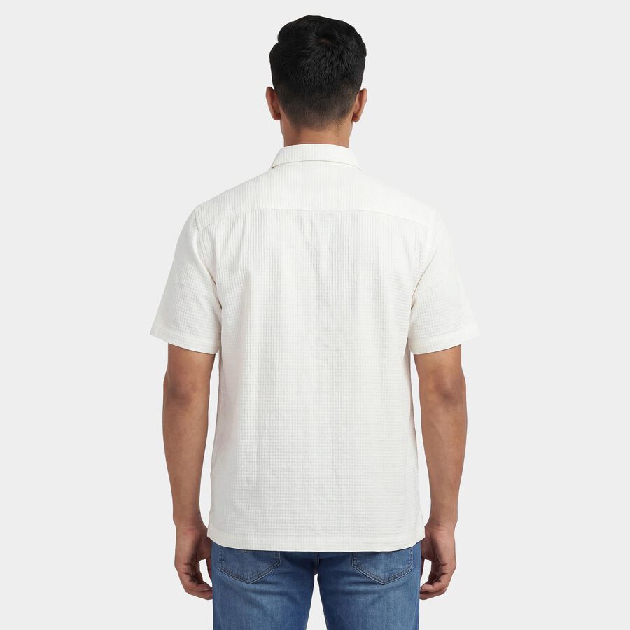 Men's Off-White Cotton Classic Collar Casual Shirt, Off White, large