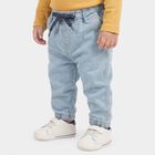 Infants Light Blue Jogger Fit Drawstring Jeans, हल्का नीला, small
