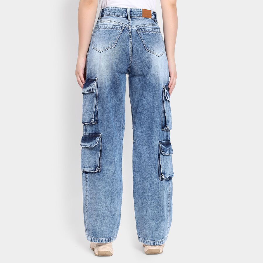 Ladies' 100% Cotton Jeans, Mid Blue, large image number null