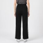 Women's Black Straight Fit Side-Striped Track Pants, Black, small
