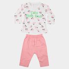 Infants Pink and White Cotton Round Neck Lounge Set Hipster Set, Pink, small