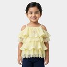 Girls Yellow Round Neck Casual T-Shirt, Yellow, small