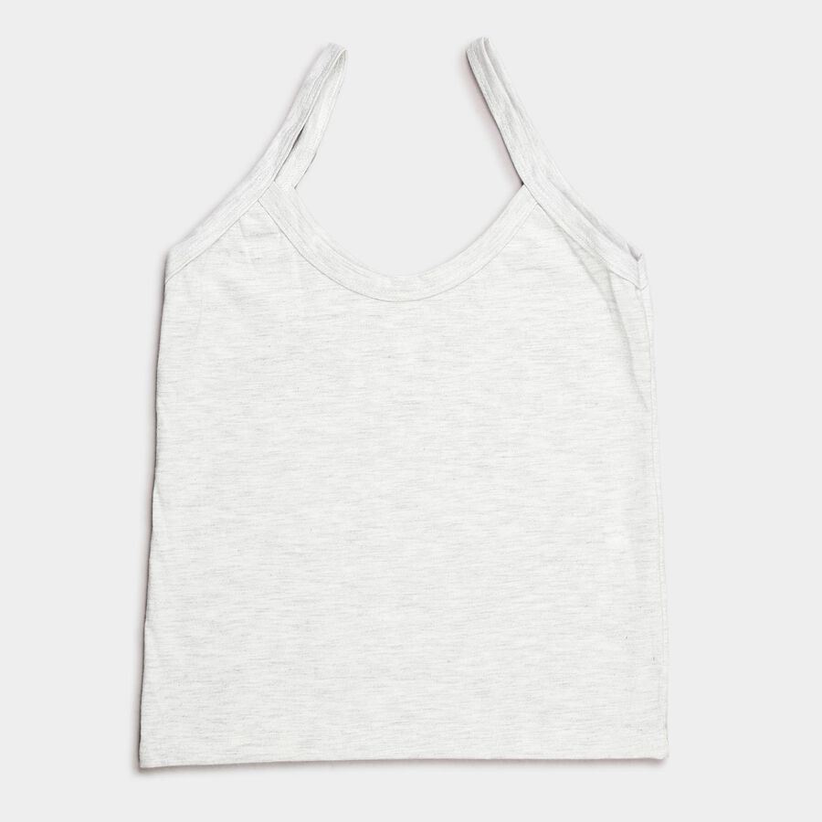Girls Cotton Solid Vest, Melange Mid Grey, large image number null