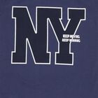 Boys' Deep Midnight Navy Blue Crew Neck Casual T-Shirt, Mid Blue, small image number null