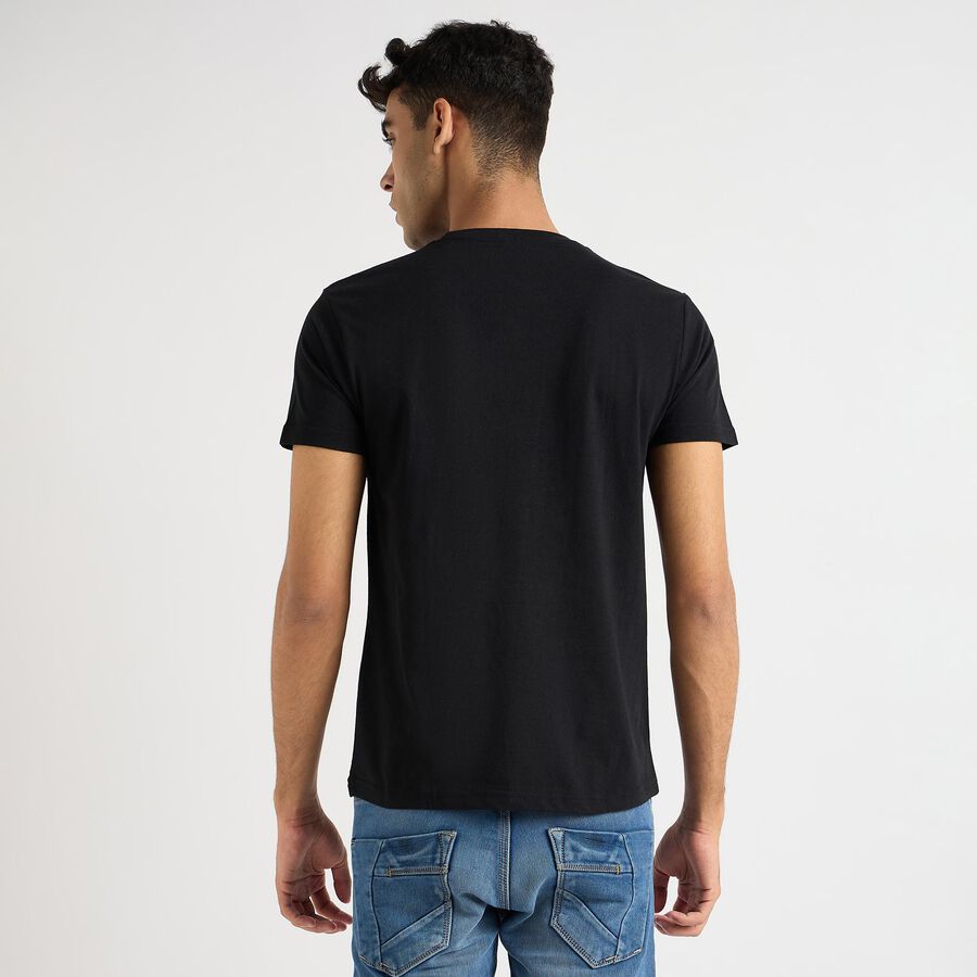 Men's Round Neck Half Sleeves T-Shirt , काला, large image number null