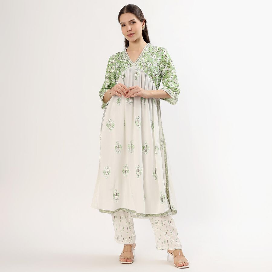 Women's Green Printed Ethnic Set, Light Green, large image number null