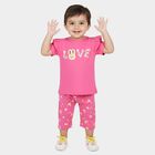 Infants' Pink Cotton Solid T-Shirt and Capri Set, Pink, small