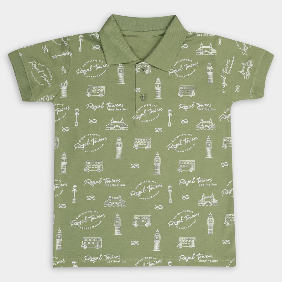 Boys' 100% Cotton Half Sleeves T-Shirt , Olive, large image number null