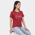Women's Pink Round Neck Printed T-Shirt, Pink, small