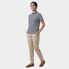 Women's Navy Blue Round Neck Casual T-Shirt, नेवी ब्लू, small