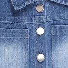 Girls' Light Washed Blue Sleeveless Denim Frock, मध्यम नीला, small image number null