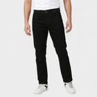 Men's Black Slim Fit Solid Jeans, काला, small