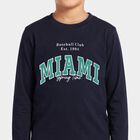 Boys Navy Blue Crew Neck Regular Boys T-Shirt, Navy Blue, small