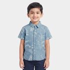 Boys Light Blue Cotton Floral Shirt, Light Blue, small