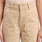 Girls' Beige Relaxed Fit Cargo Jeans, Off White, small