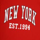 Boys' Bright Cherry Red Cotton Blend Round Neck Casual T-Shirt, लाल, small image number null
