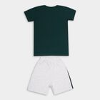 Boys' Dark Green Cotton Round Neck Printed Baba Suit, Dark Green, small image number null