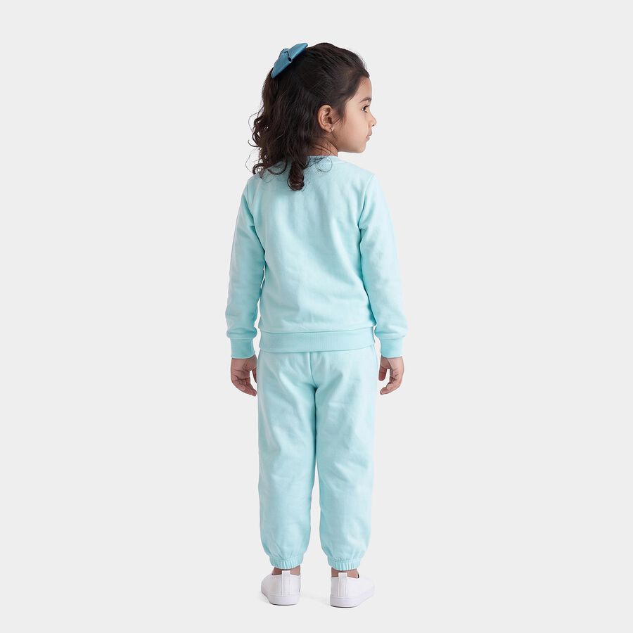 Girls Aqua Round Neck Lounge Hipster Set, एक्वा, large