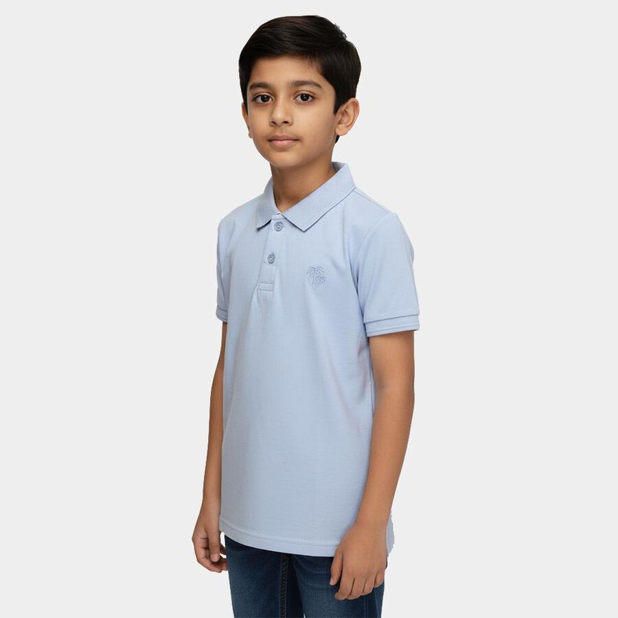 Boys' Light Blue Crew Neck Graphic Printed T-Shirt, Light Blue, large