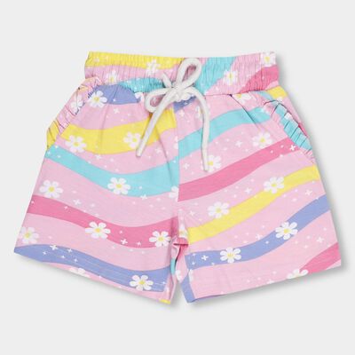 Girls' Multicolor Pull-Up Printed Shorts