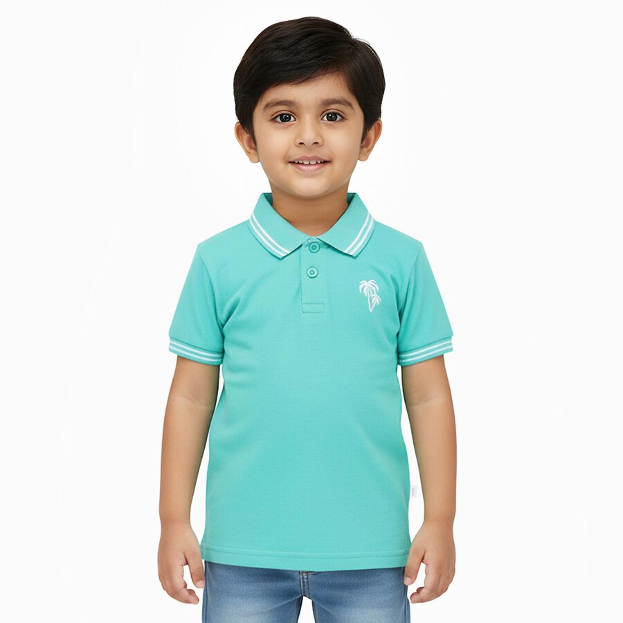 Boys' Half Sleeves T-Shirt, गहरा हरा, large image number null
