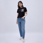 Women's Jet Black Round Neck Casual T-Shirt, Black, small image number null