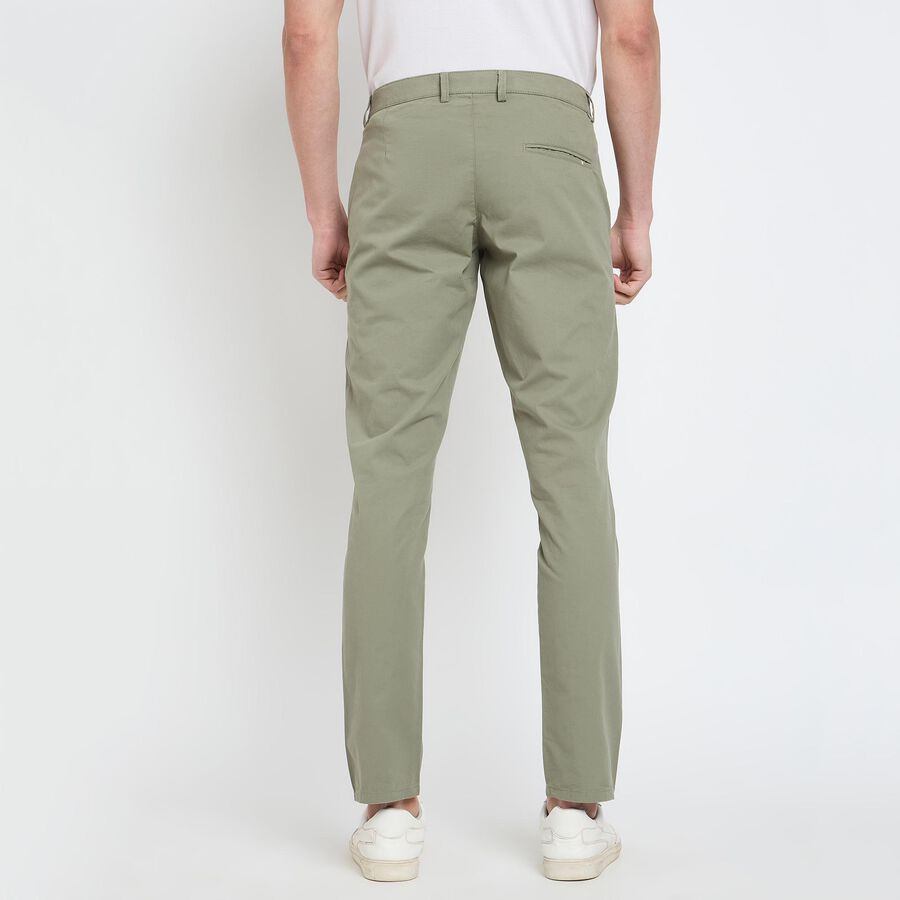 Men's 100% Cotton Slim Fit Casual Trousers, Light Green, large image number null
