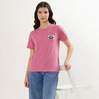 Women's Pink Round Neck Graphic Print T-Shirt, Pink, small image number null