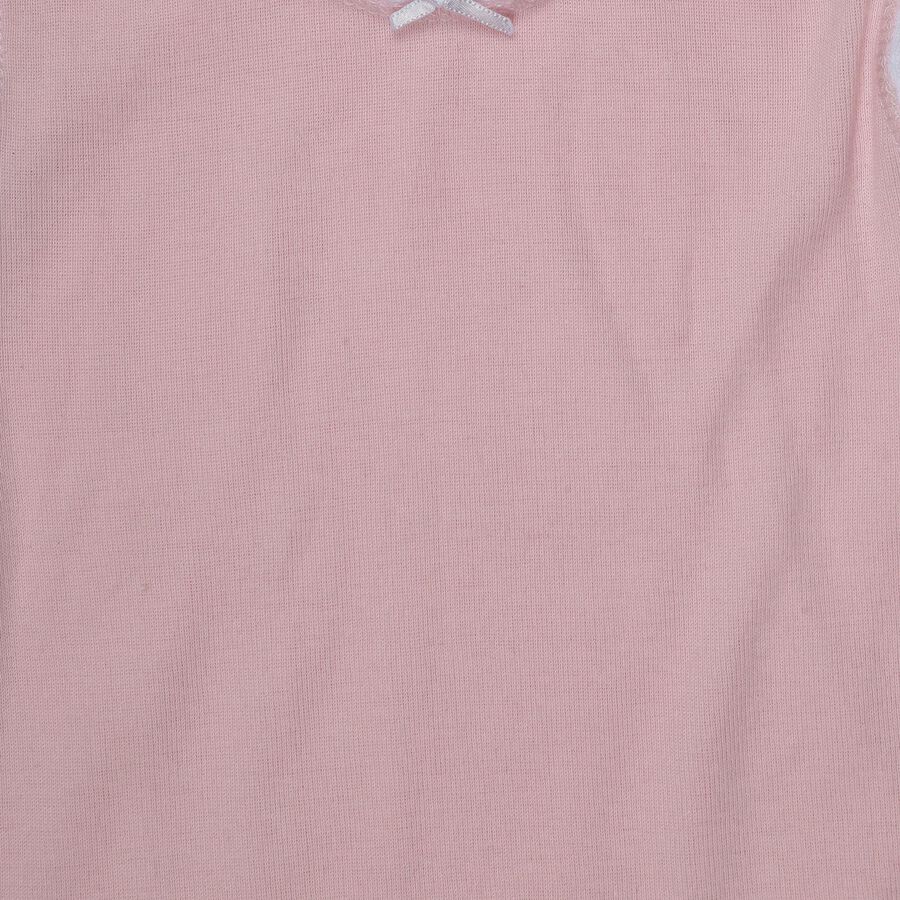 Girls Pink Cotton Round Neck Sleeveless Vest, Pink, large