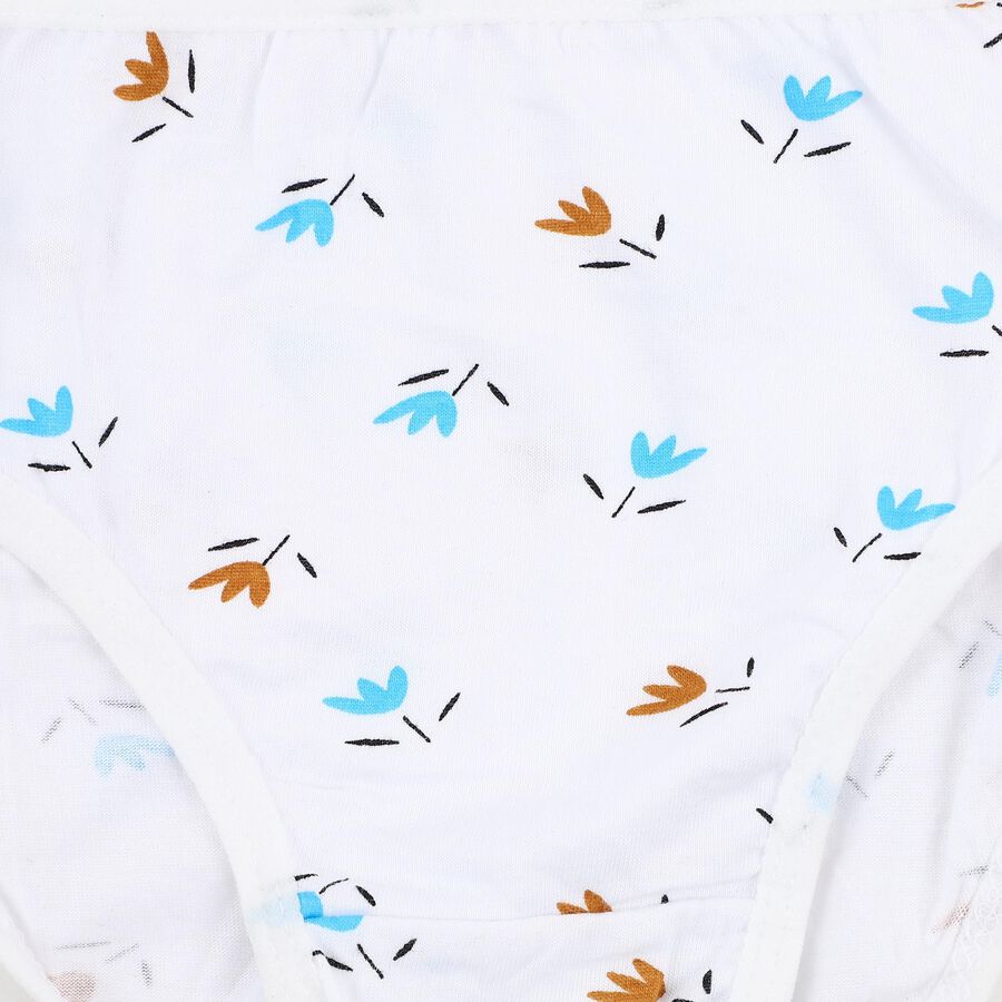 Girls' Lavender and White Printed Mid Rise Briefs - Pack of 2, White, large image number null