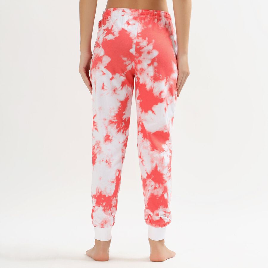 Women's Bright Red And White Tie-Dye Full Length Pyjama, Pink, large image number null