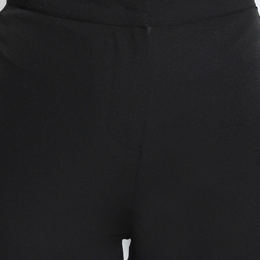 Solid High Rise Flared Trousers, Black, large image number null
