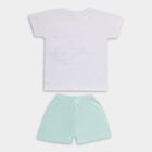 Infant Boys' Aqua Cotton Round Neck Whale Embroidered Baba Suit, Aqua, small image number null
