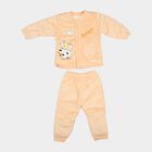 Infants' Peach Round Neck Graphic Print Baba Suit, Peach, small
