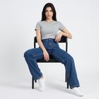 Women's Blue Straight Fit High-Rise Patch Pocket Jeans, Light Blue, small