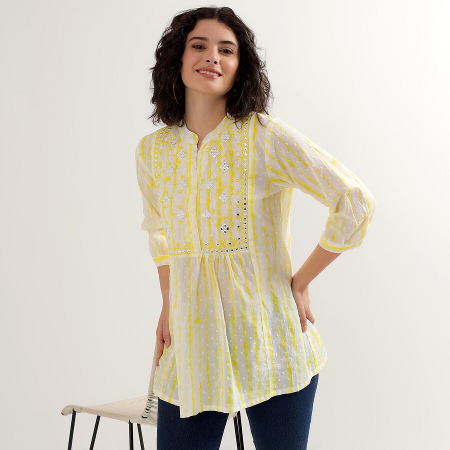 Ladies' 100% Cotton Kurti, Yellow, large image number null