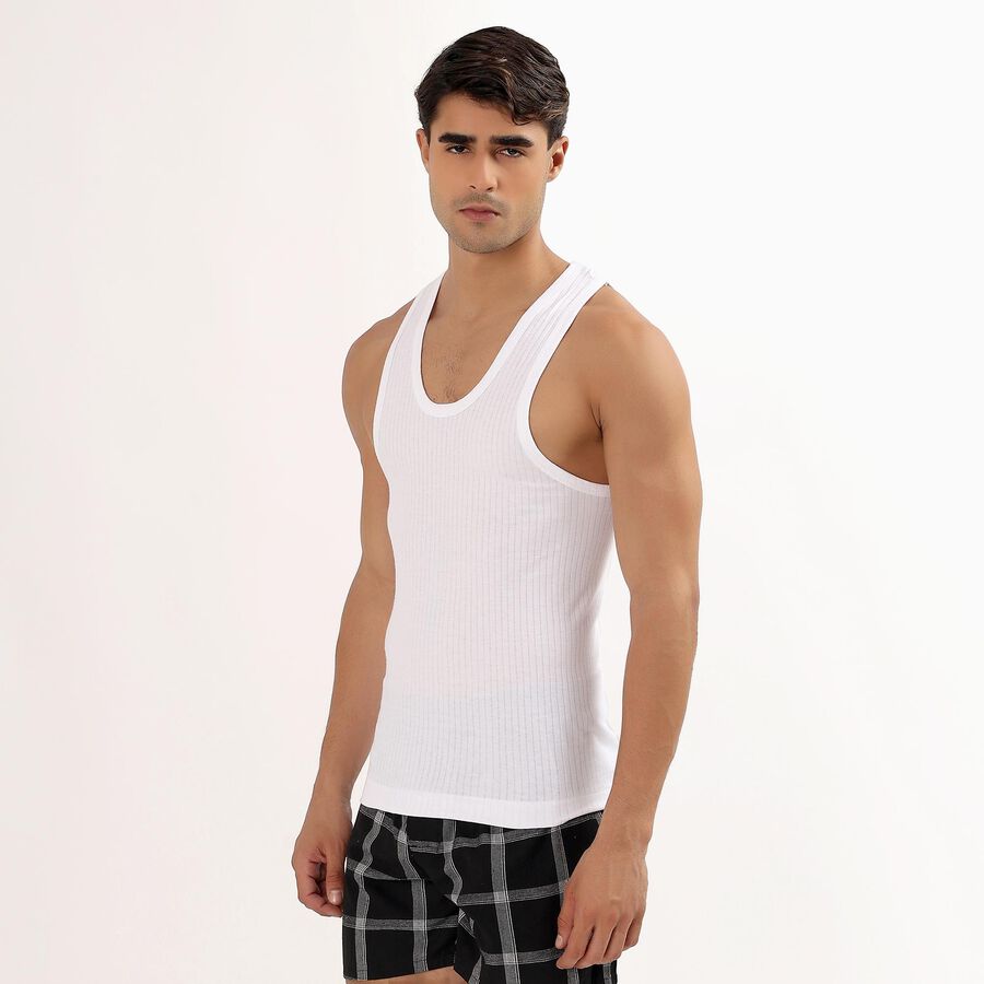 Men's 100% Cotton Vest (Pack of 2), सफ़ेद, large image number null
