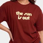 Women's Rust Round Neck Regular T-Shirt, Rust, small
