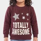 Girls' Maroon Round Neck Pullover Sweatshirt, वाइन, small